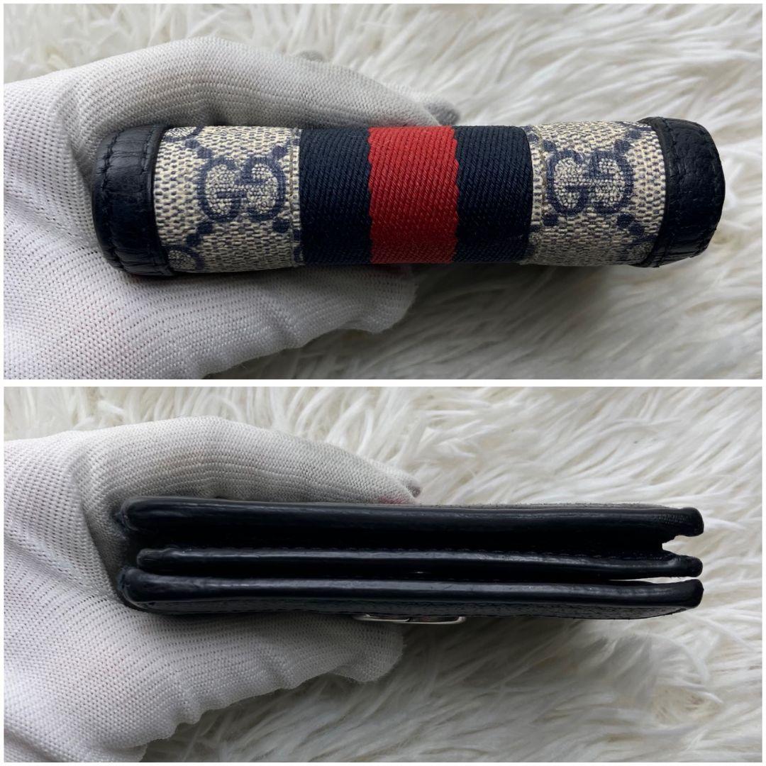 極美品　グッチ　オフィディア　折財布　GGマーモント　スプリーム　ネイビー