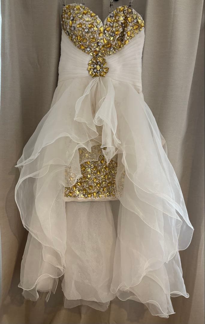 JEAN MACLEANビーズ装飾 ナイトドレス ホワイト ミニドレス 9号