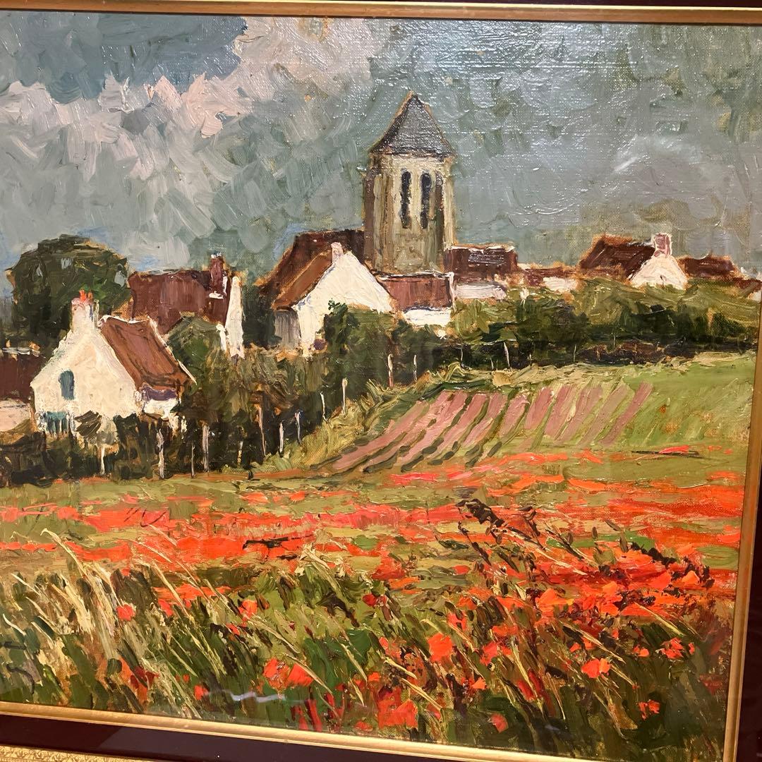 モーリスマルタン印象派風景画 金色フレーム付き15Ｆ