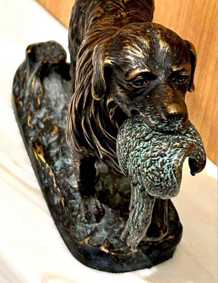 【平安時代蔵出し】ゴールデンリトリバー 犬 置物 骨董品 時代物K24 純金？