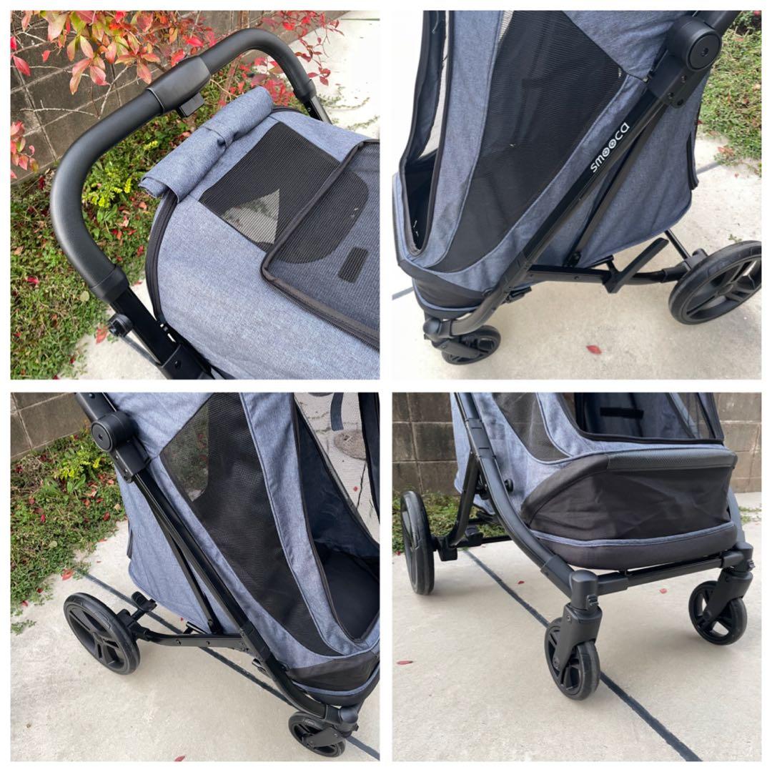 美品 smooca ペットカート キャリー 大型 中型 35kg デニム調 犬猫