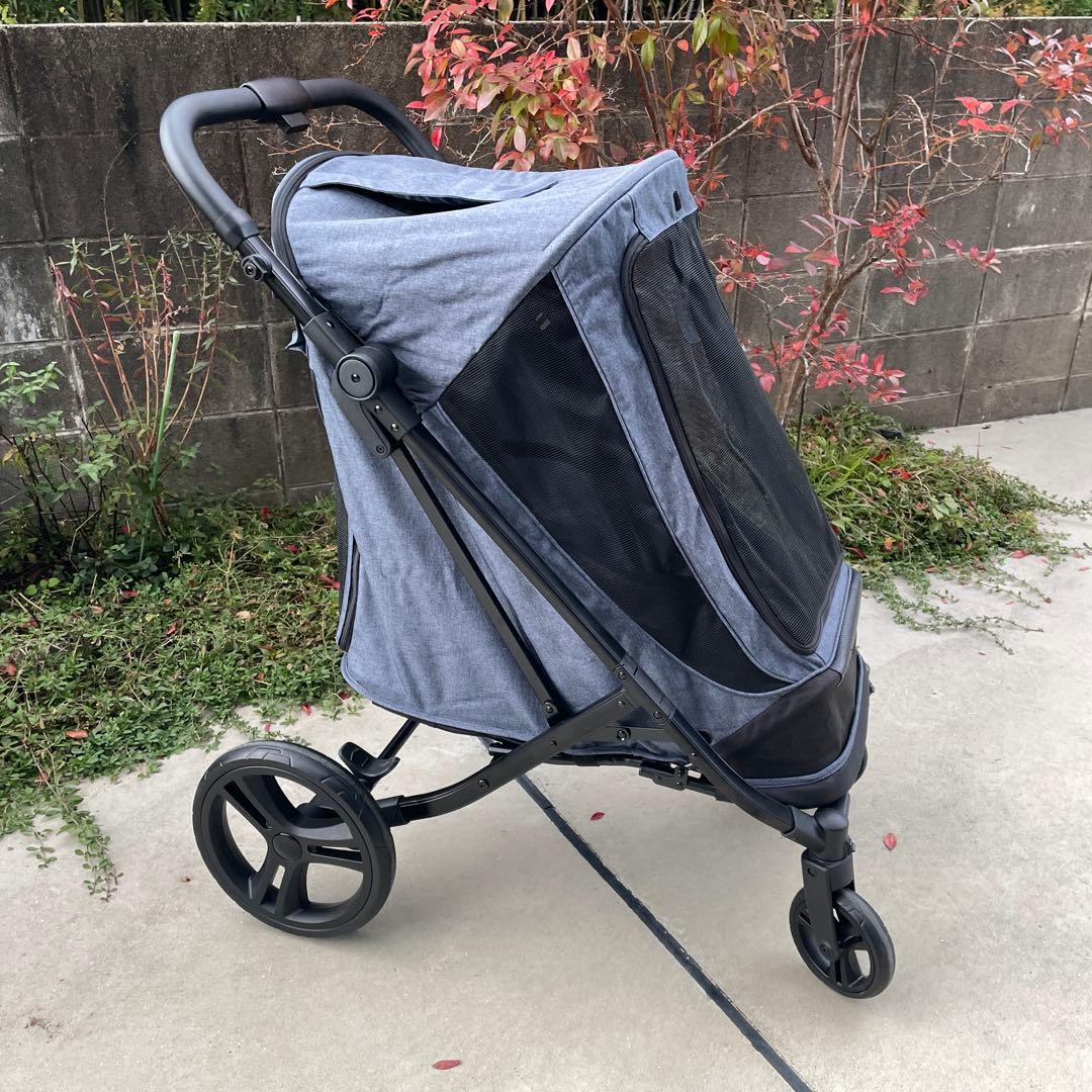 美品 smooca ペットカート キャリー 大型 中型 35kg デニム調 犬猫