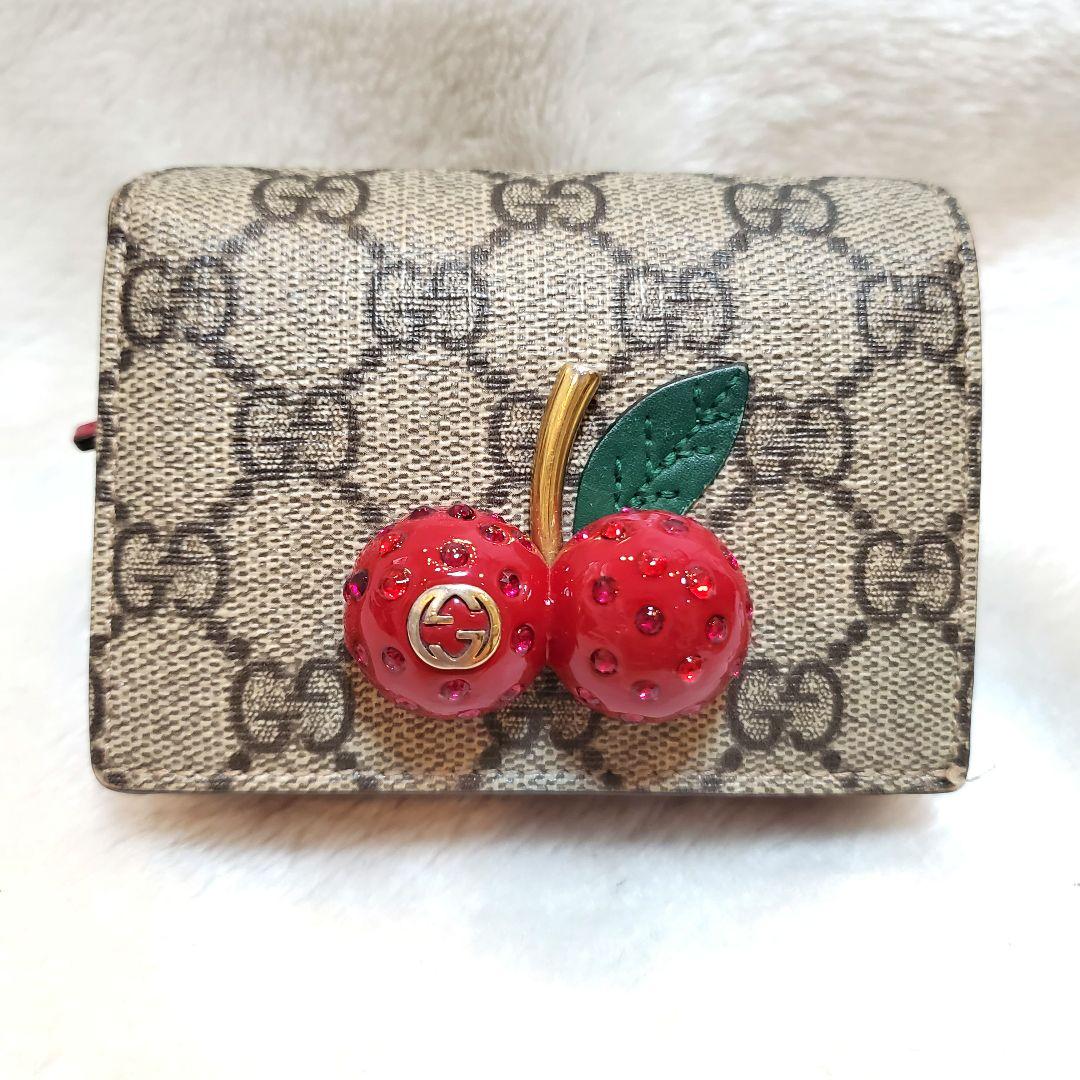 極美品 希少 GUCCI　チェリー　さくらんぼ　GGスプリーム レザー