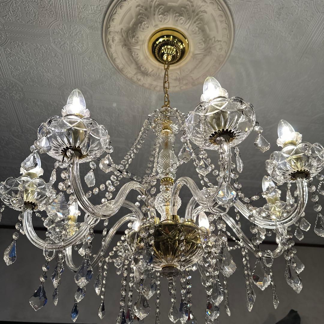 ヴィンテージ　美しすぎるガラスのシャンデリア　引き取り限定