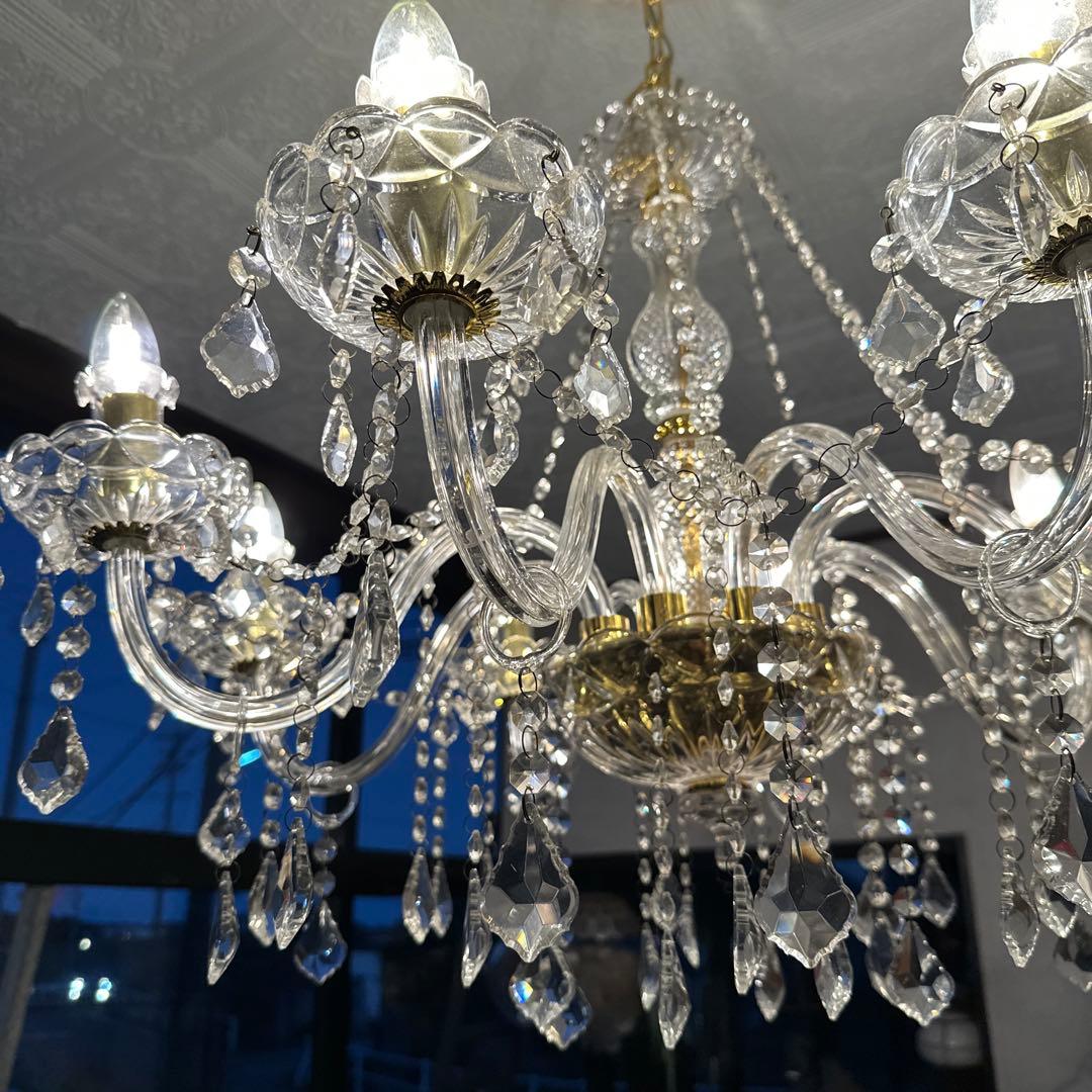ヴィンテージ　美しすぎるガラスのシャンデリア　引き取り限定