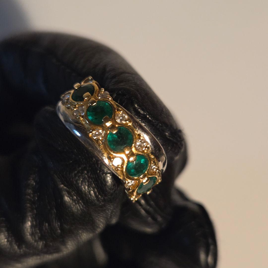 【美品】エメラルド　ダイヤモンド　リング　指輪　K18　PT900