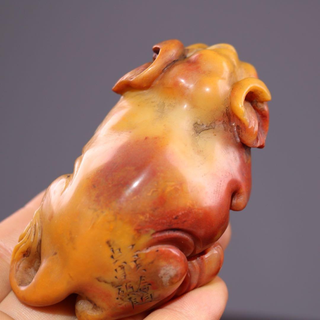 旧蔵　極細工彫刻　天然　寿山石 象　置物　古美術　美品　逸品　アンティーク