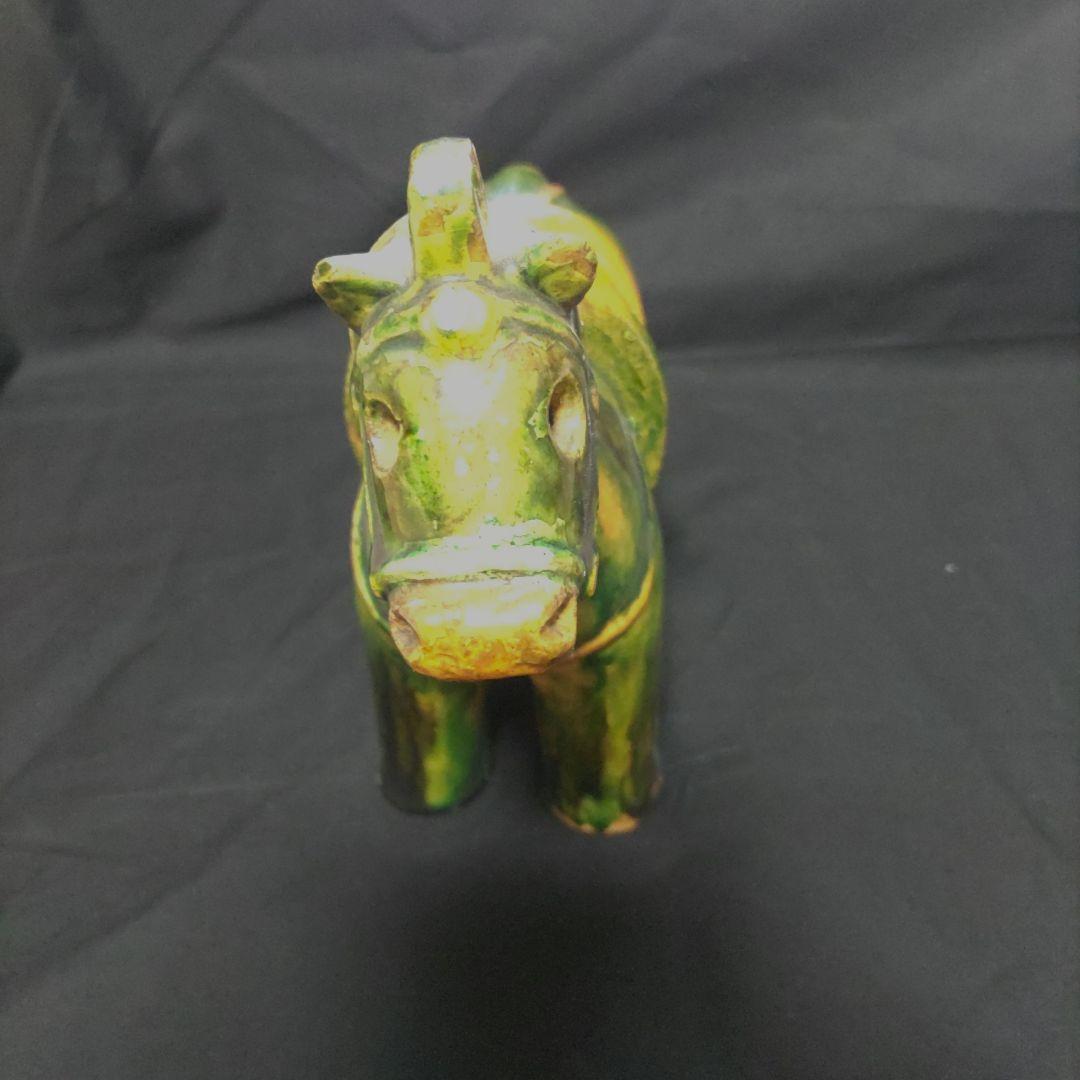 【322】三彩釉午　干支置物　祝峰造　アンティーク