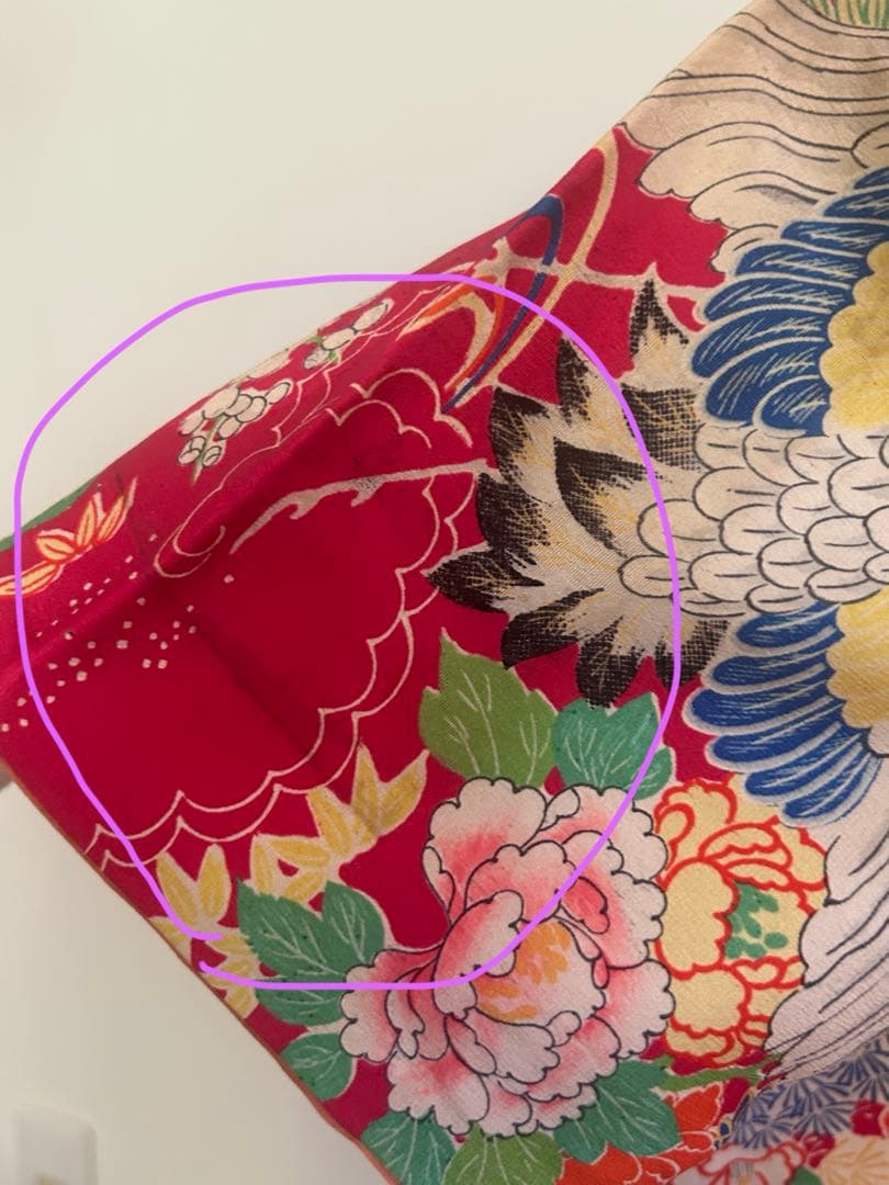 7歳　七五三　アンティーク正絹着物、アンティーク帯、帯揚げ、帯締め　しごきセット