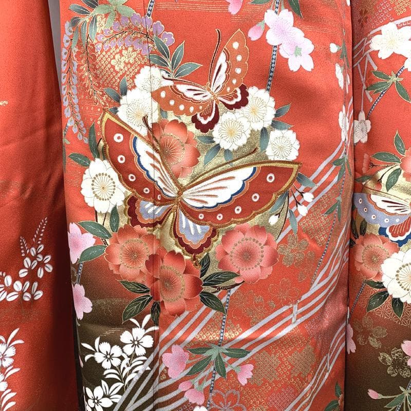 403aj45〇振袖＆袋帯 金彩 金駒刺繍 十三参り〇美品