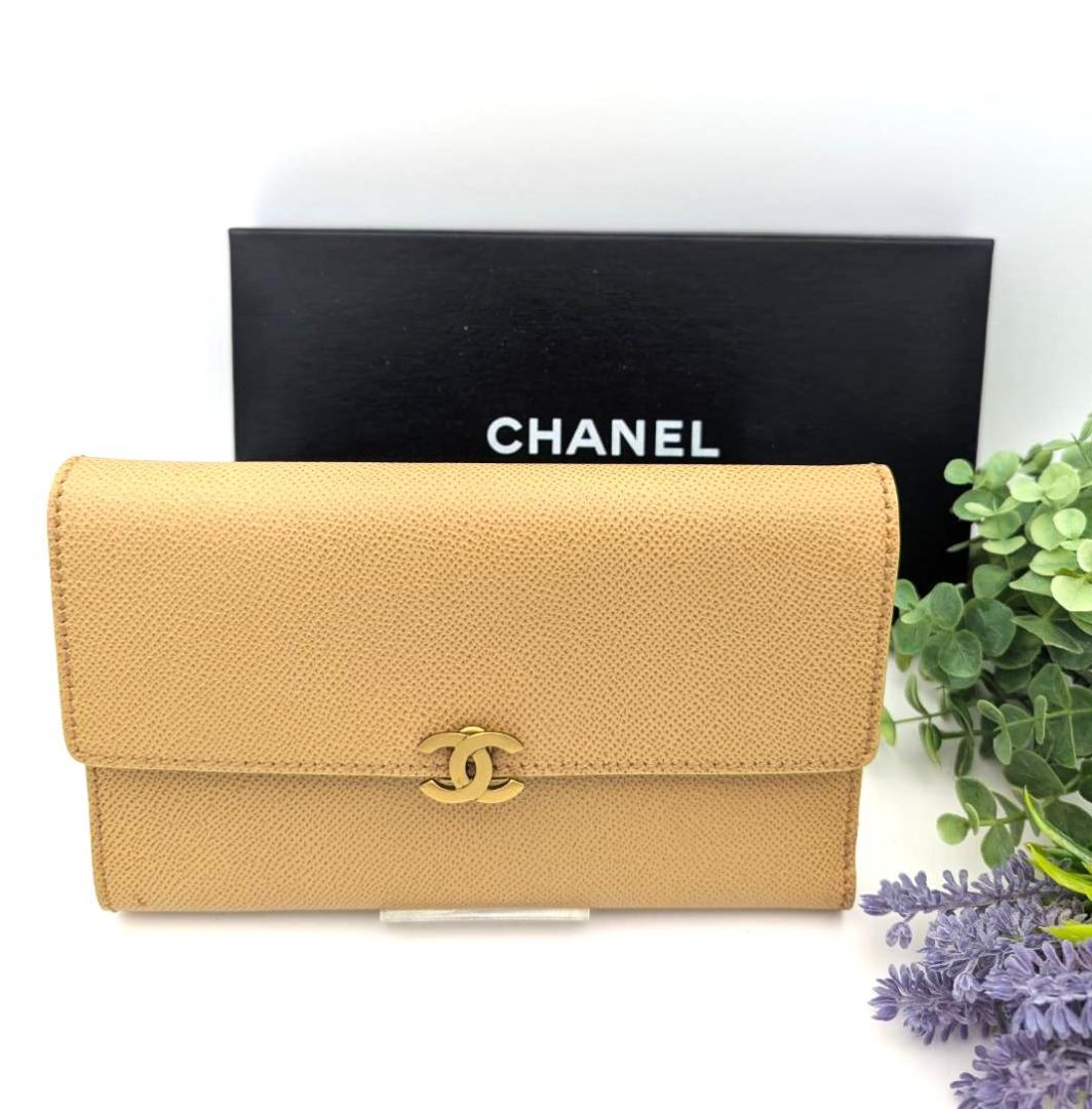 ❤️【未使用級】シャネル 三つ折り 財布 キャビアスキン　ココマーク ココロック