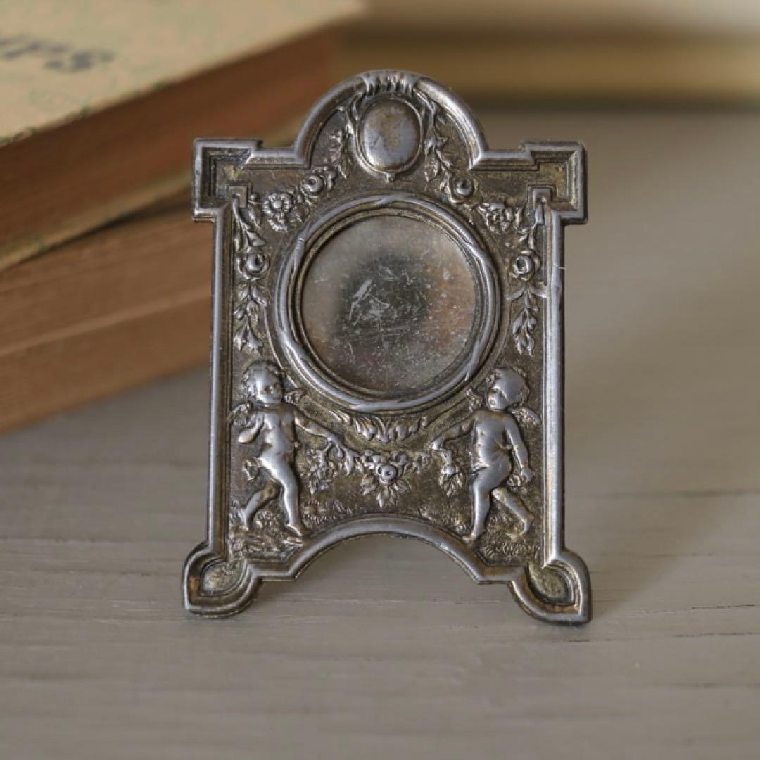 専用フランスアンティークフレーム　天使とローズガーランドレリーフ　小さな写真立て