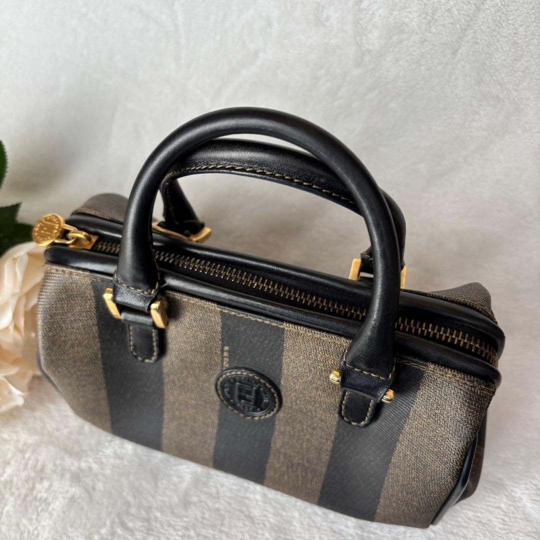 【美品】フェンディ ハンドバッグ マイクロ ミニボストン ペカン PVC レザー