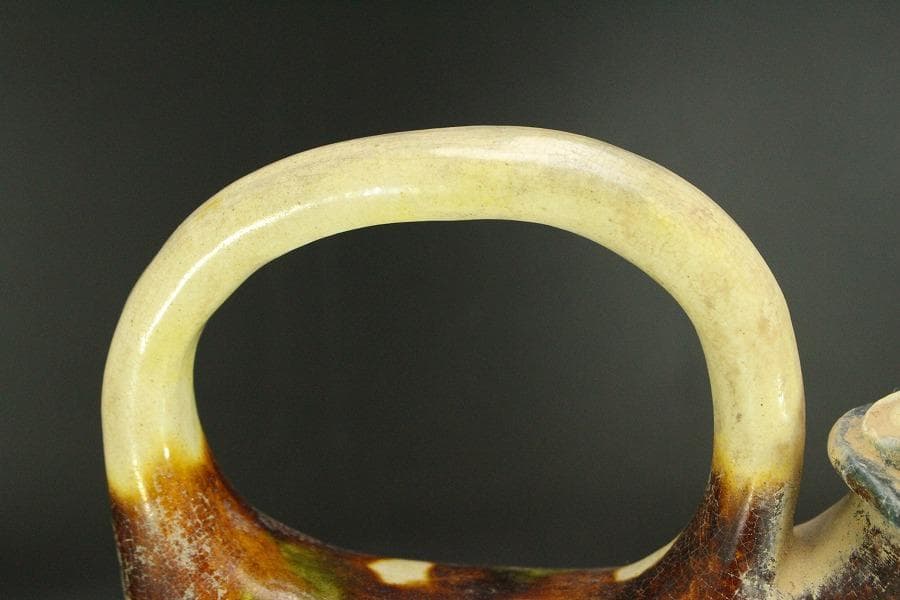 中国美術 唐三彩 貼馬紋 注瓶 壷 高29cm 希少(LC241)