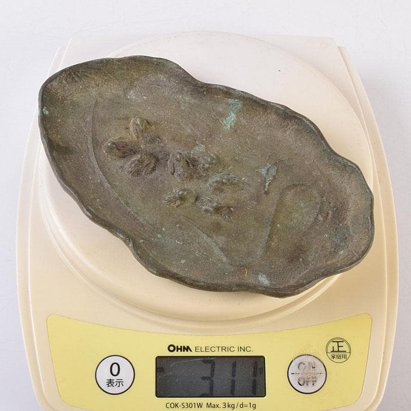 十三世　金谷五良三郎作　青銅瑞鶴巣籠灰皿　共箱　C　R8959