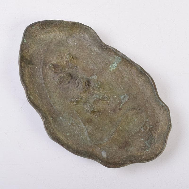 十三世　金谷五良三郎作　青銅瑞鶴巣籠灰皿　共箱　C　R8959