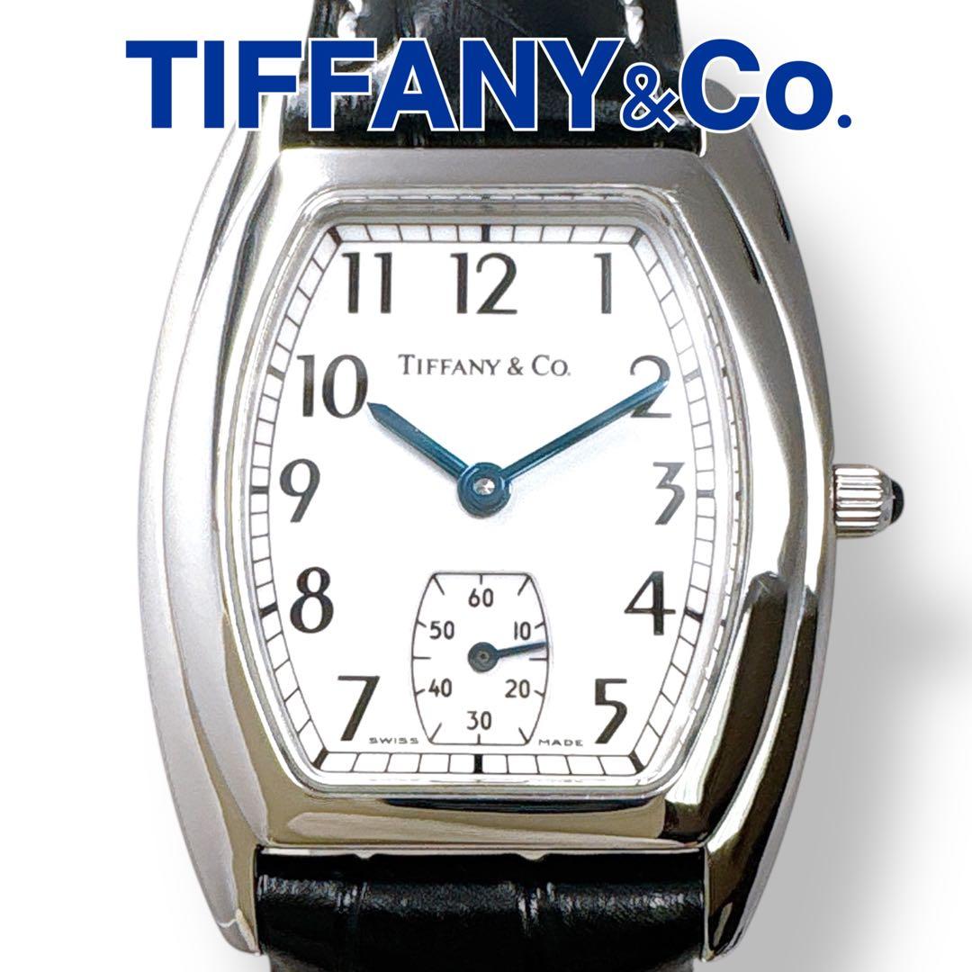 ティファニー クラシック トノー スモセコ 革ベルト ホワイト レディース 時計