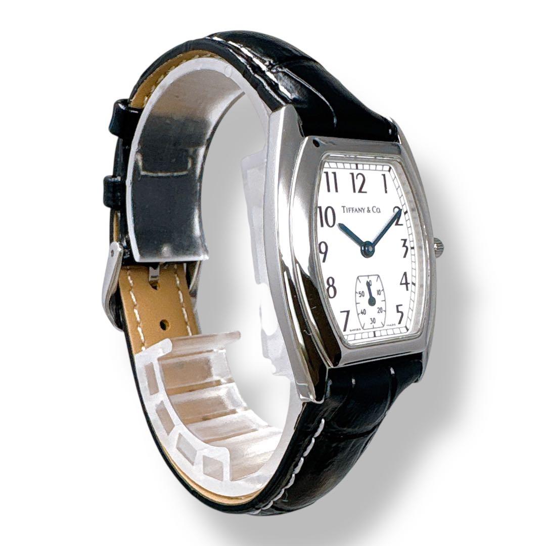 ティファニー クラシック トノー スモセコ 革ベルト ホワイト レディース 時計