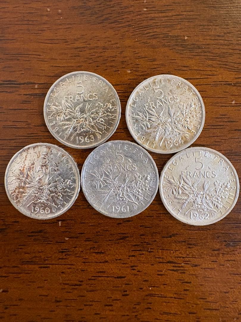 フランス　5フラン銀貨セット（1960-1964年）　#1