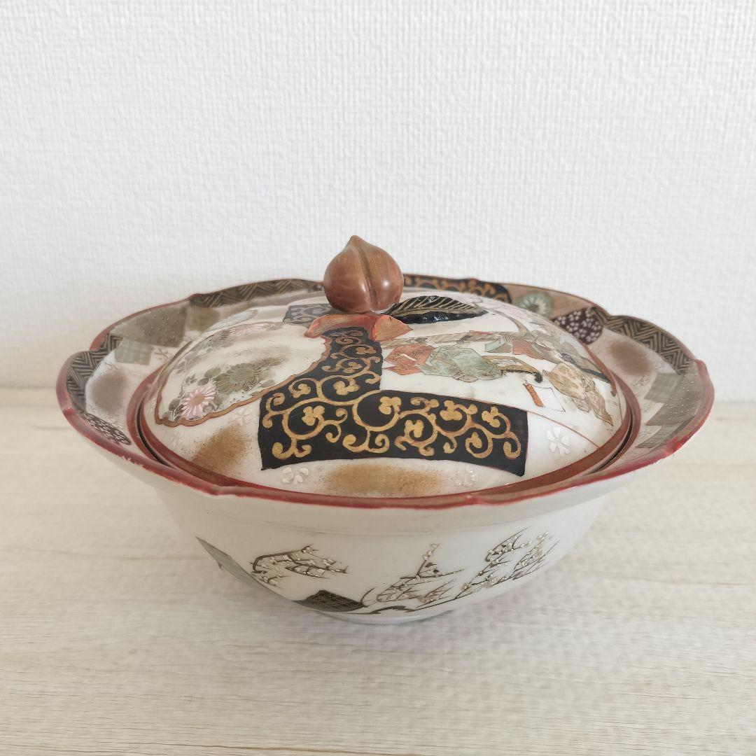 お値下げしました、九谷焼　人物　蓋物