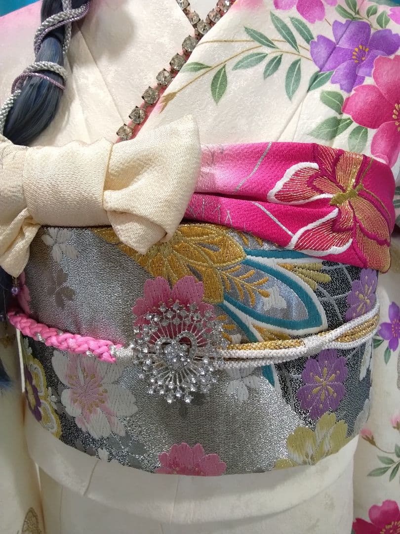 【専用】です‼️振袖、正絹未使用、重ね衿帯揚げ帯締め、袋帯襦袢、ガード加工落款