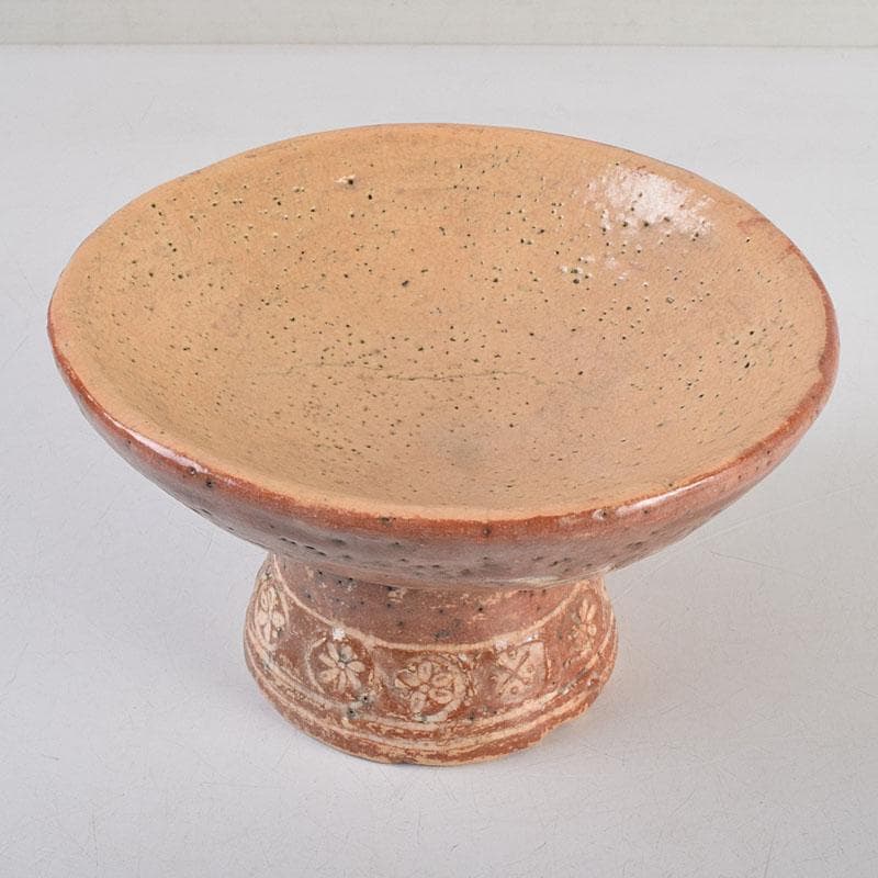 茶道具　佐々木松楽造　赤楽焼　大馬上盃　菓子器　仕覆付　共箱　M　R9476