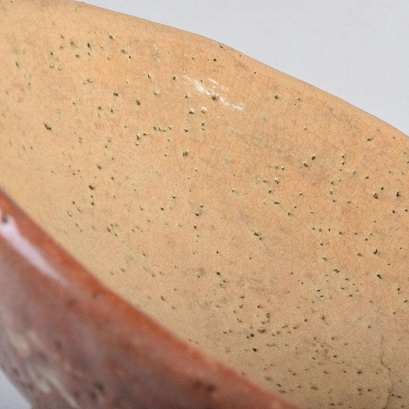 茶道具　佐々木松楽造　赤楽焼　大馬上盃　菓子器　仕覆付　共箱　M　R9476