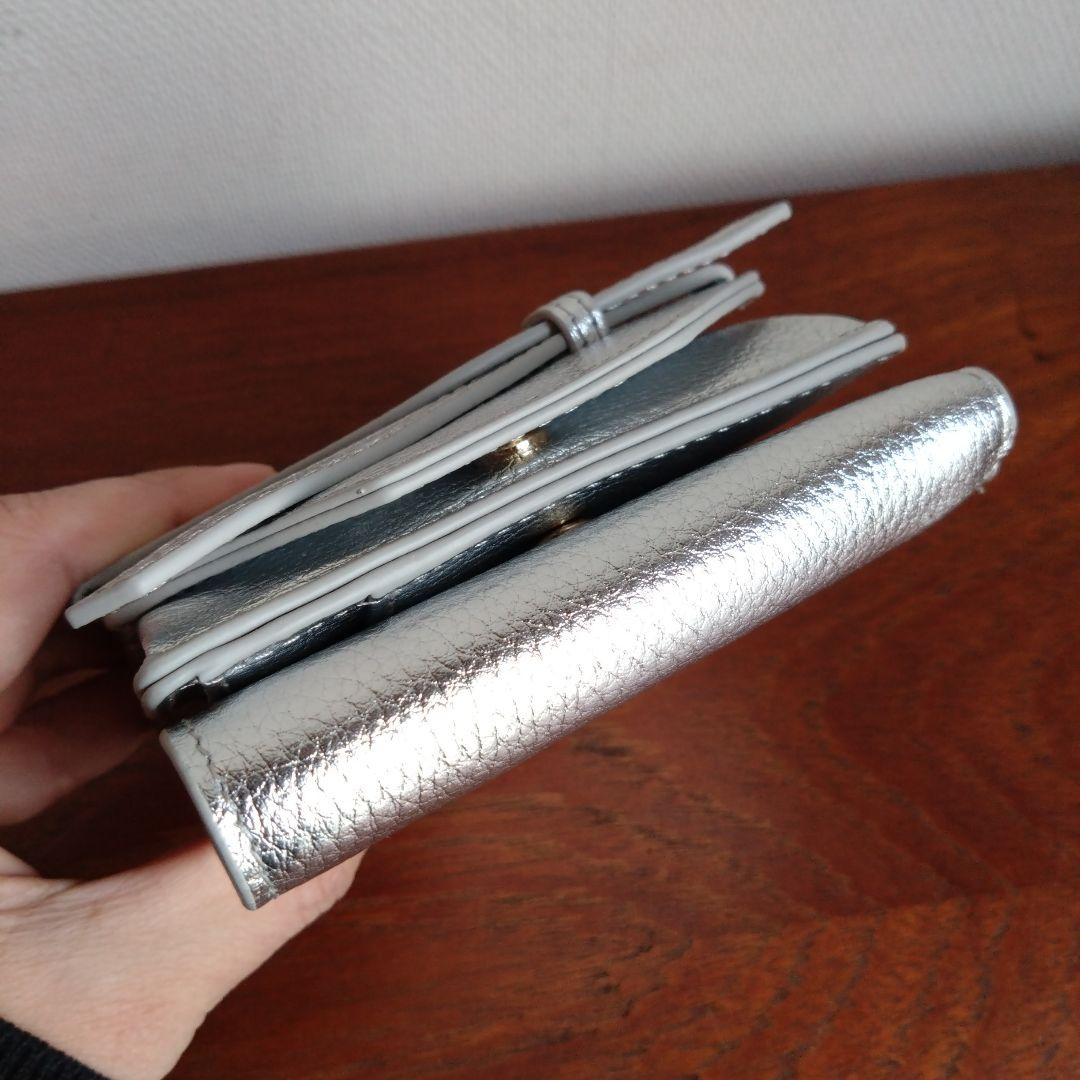 TOV　トーヴ　リボンデザイン　三つ折り財布　ミニウォレット　シルバー　イエナ