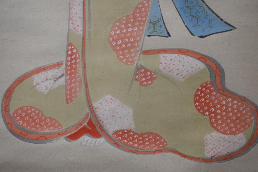 【真作】羽鳥古山/美人図/掛軸☆宝船☆Z-123