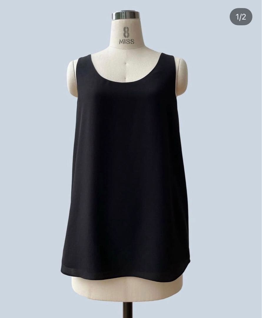 loin. シルクノースリーブ 38 ロワン タンクトップ　井川遥　ブラック