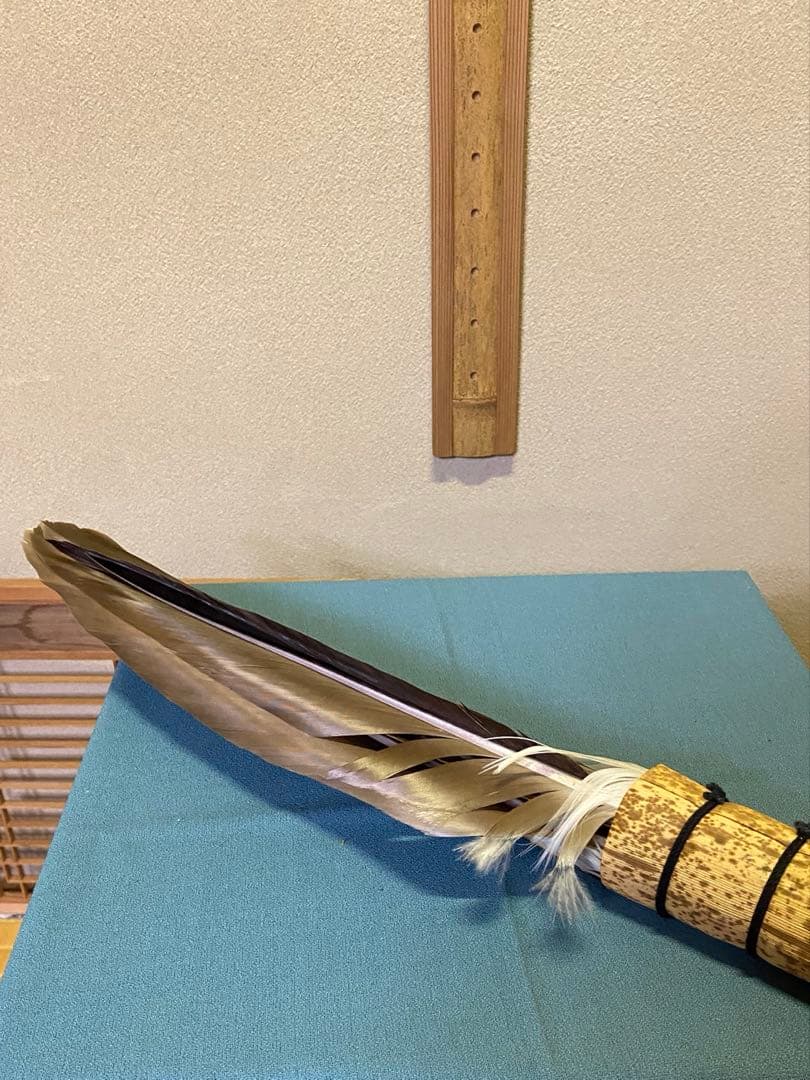 茶道具/座箒 竹皮持手 掴み羽箒 裏千家