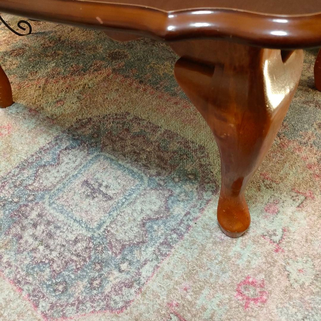 ロココ調 ローテーブル 猫脚 貝彫刻 オーバルテーブル