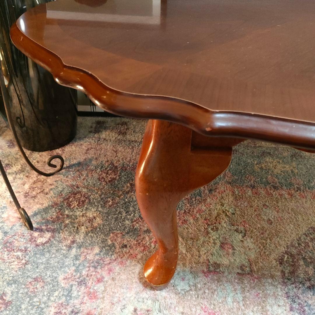 ロココ調 ローテーブル 猫脚 貝彫刻 オーバルテーブル