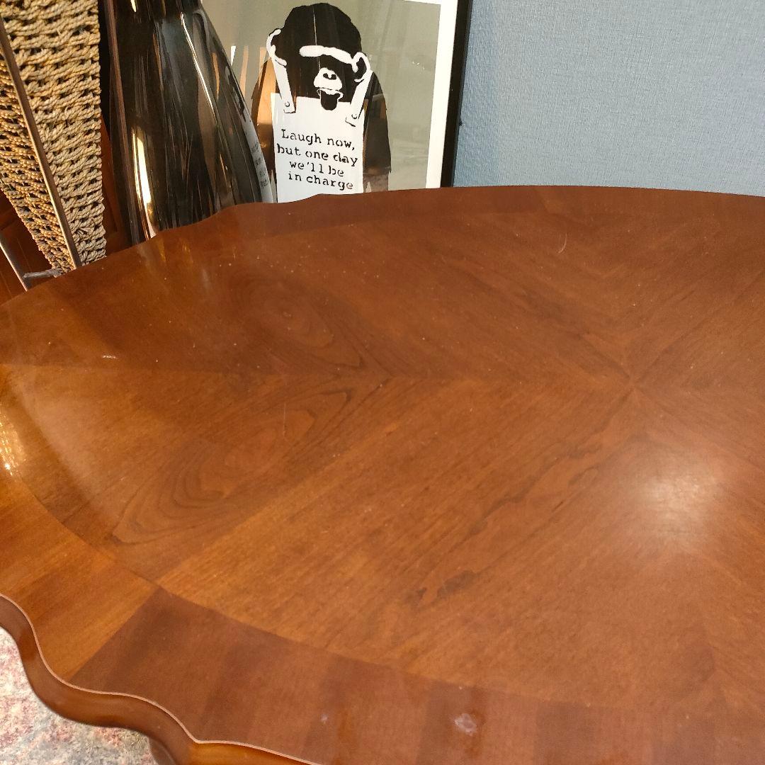 ロココ調 ローテーブル 猫脚 貝彫刻 オーバルテーブル