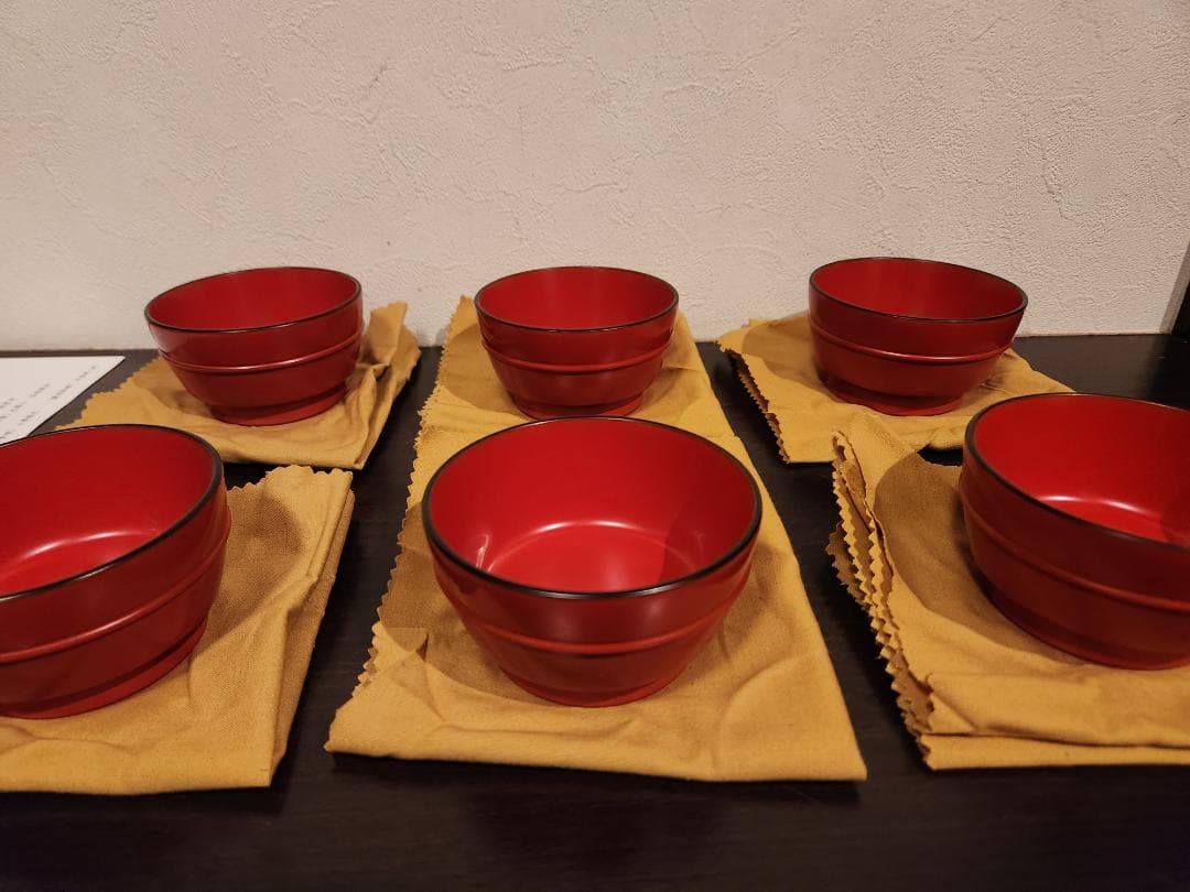 輪島塗善仁　洗朱塗 豆子六客