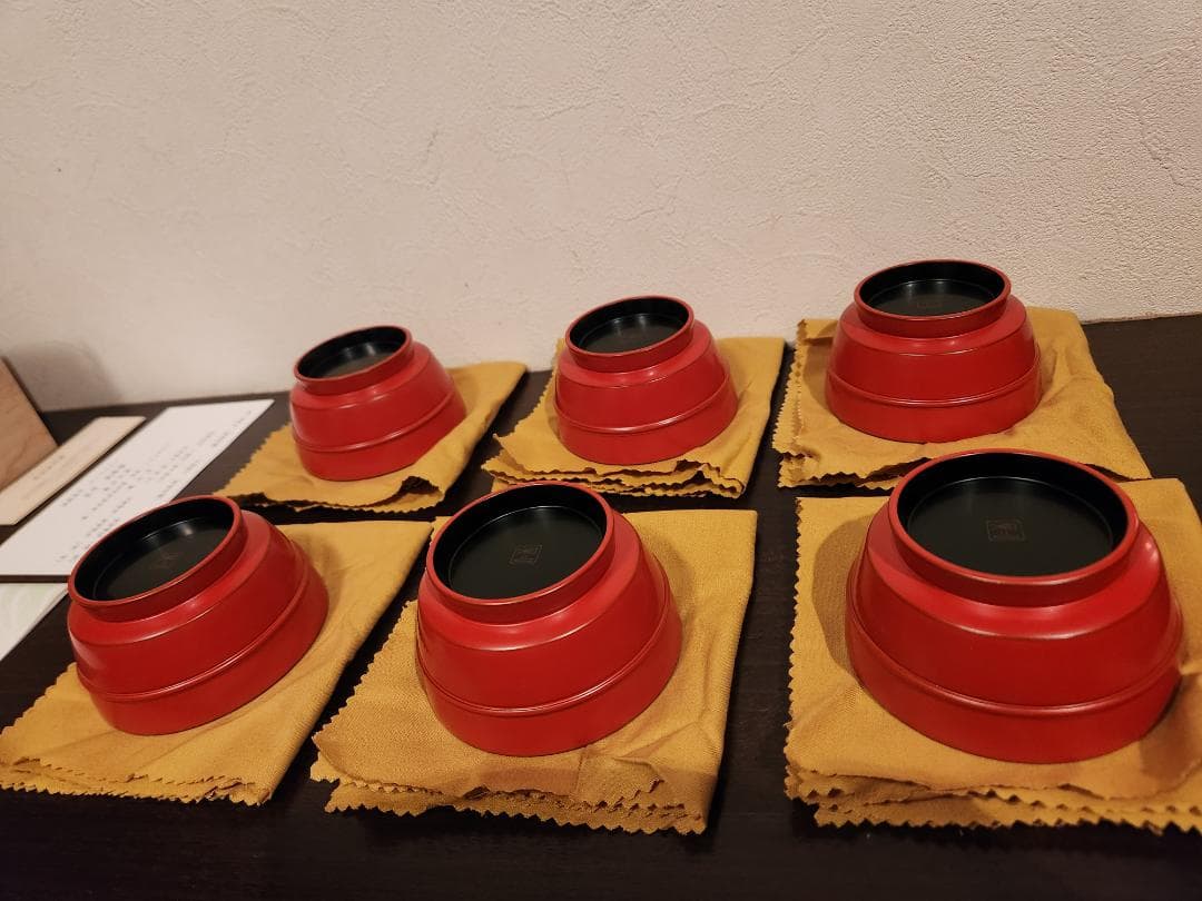 輪島塗善仁　洗朱塗 豆子六客