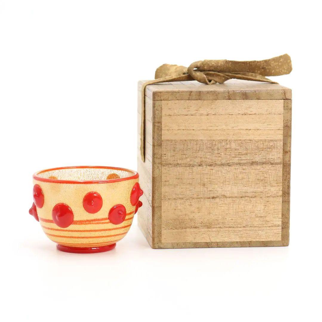 岩田久利作 ガラス 盃 ぐい呑み 酒器 合箱付　V551　R9