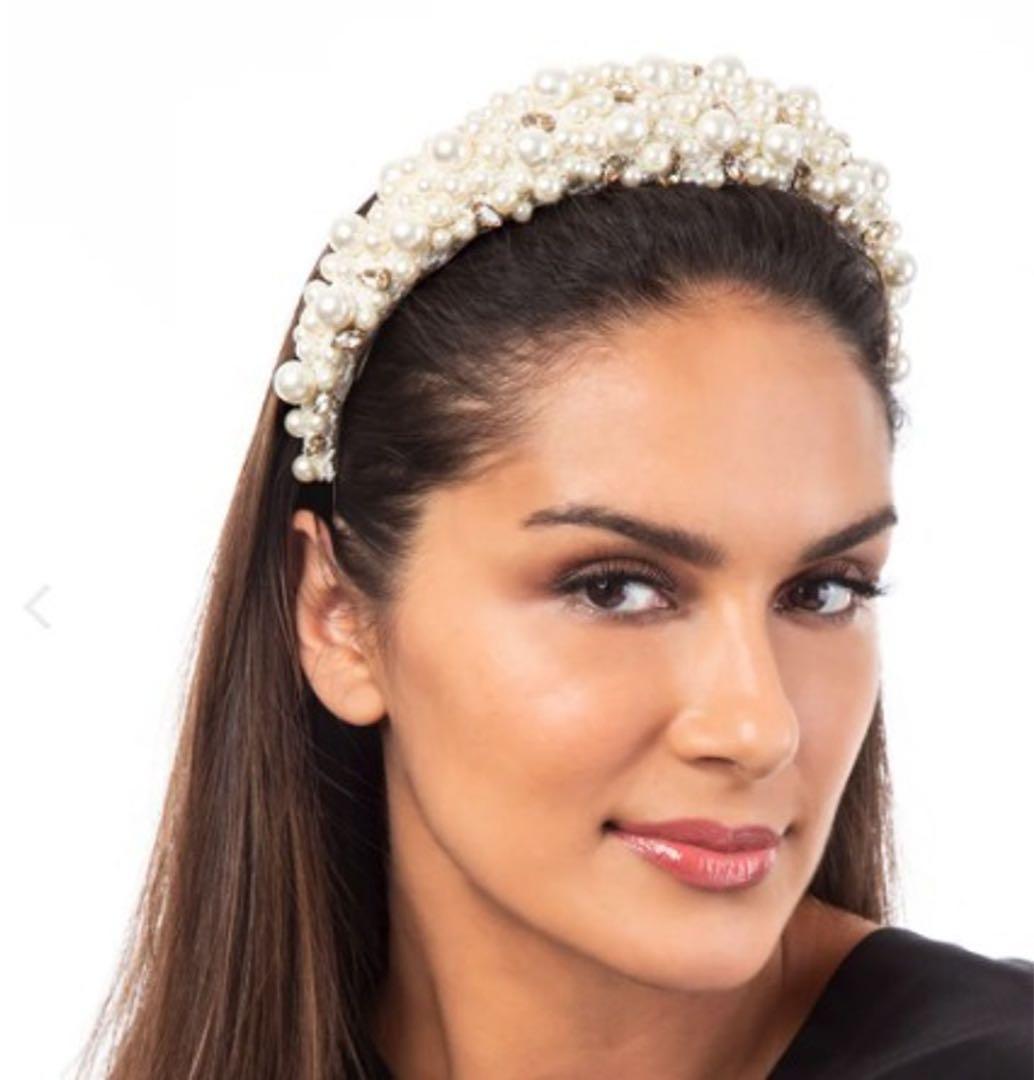 deepa gurnani パール　カチューシャ　結婚式　前撮り　髪飾り