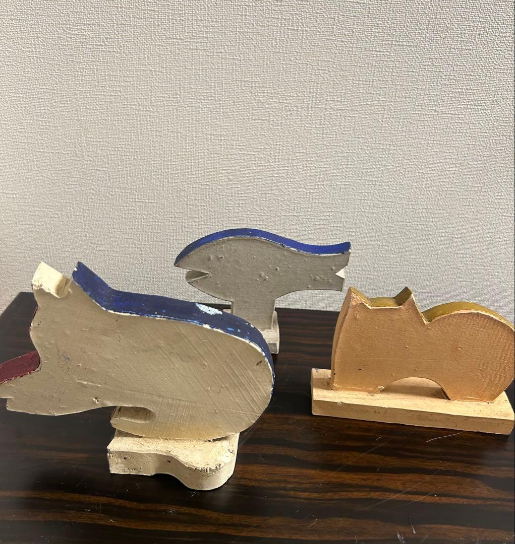黒田征太郎さん : 猫と魚の陶器オブジェセット