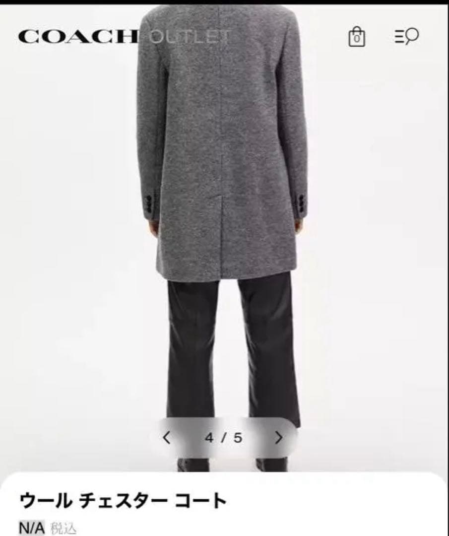 新品未使用コーチチェスターコートグレー米サイズXS 肩幅42cm身幅50cm