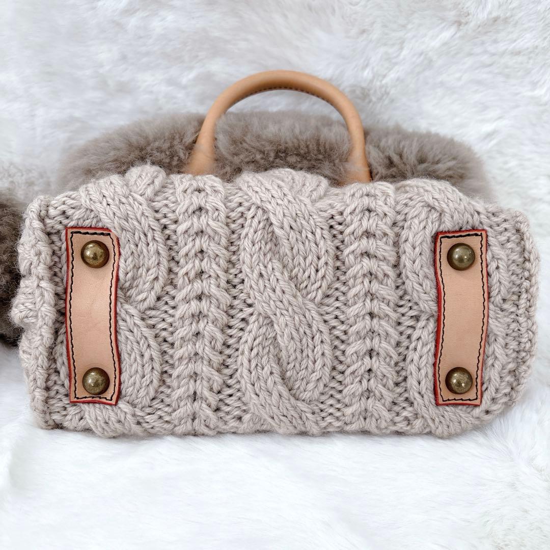 muku リアルムートン＆手編みニットバッグ ショルダー 2wayモンテローザ
