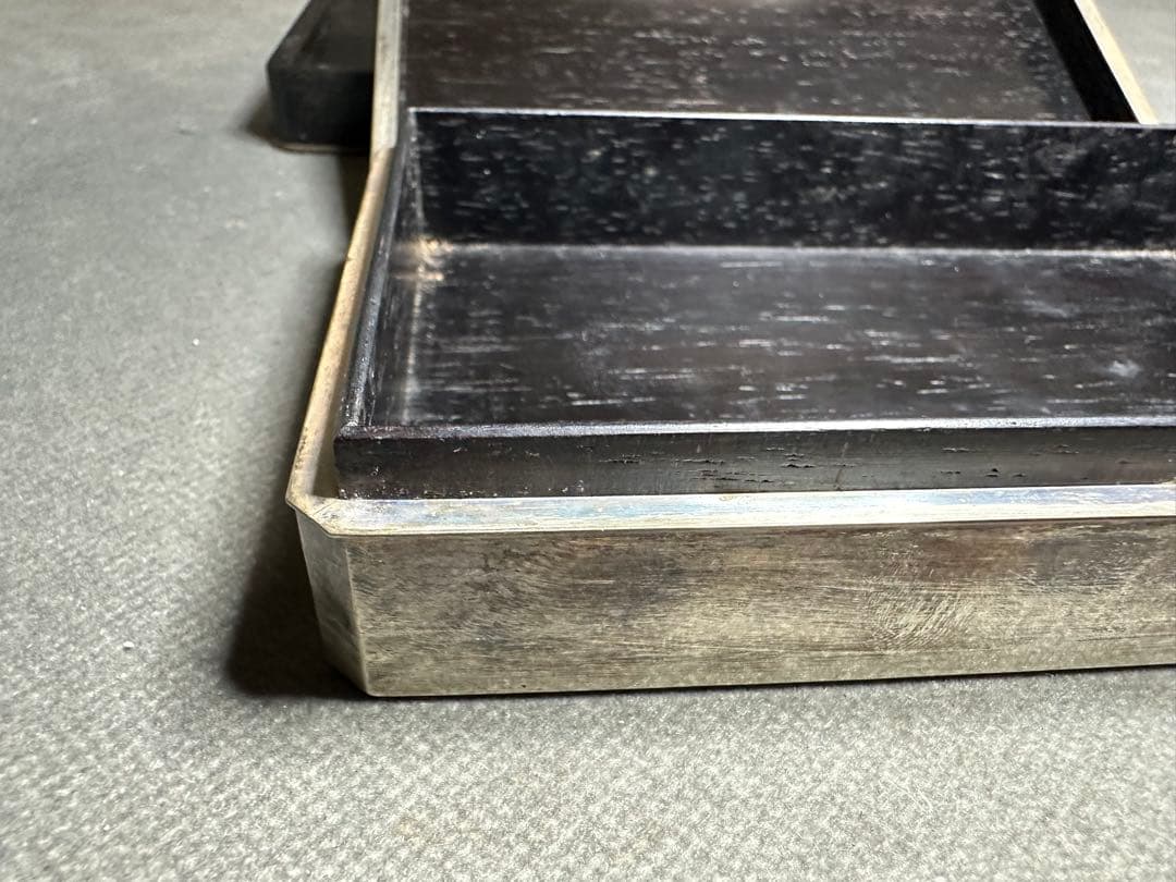 銀製三越 煙草具　煙草盆　内唐木　煙草入　小箱　喫煙具　小物入　アンティーク