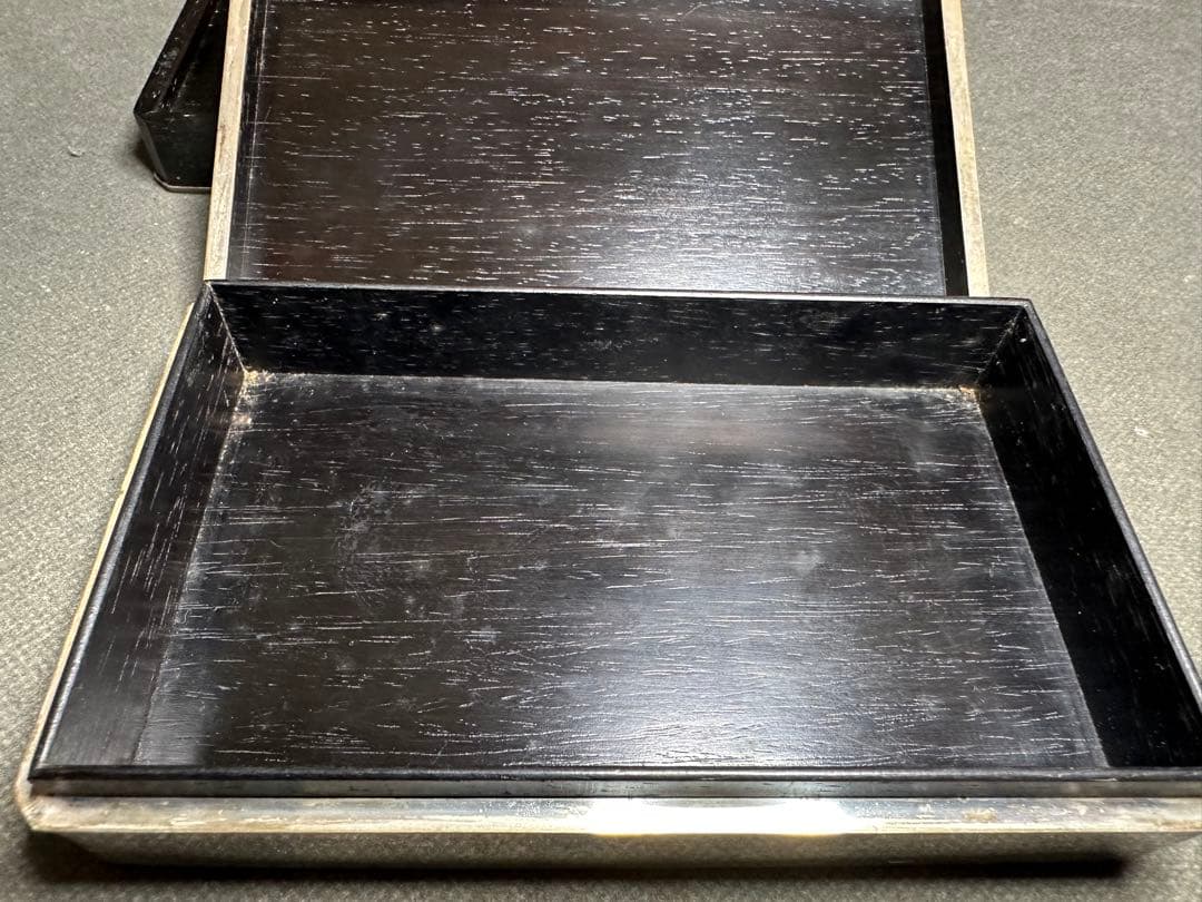 銀製三越 煙草具　煙草盆　内唐木　煙草入　小箱　喫煙具　小物入　アンティーク