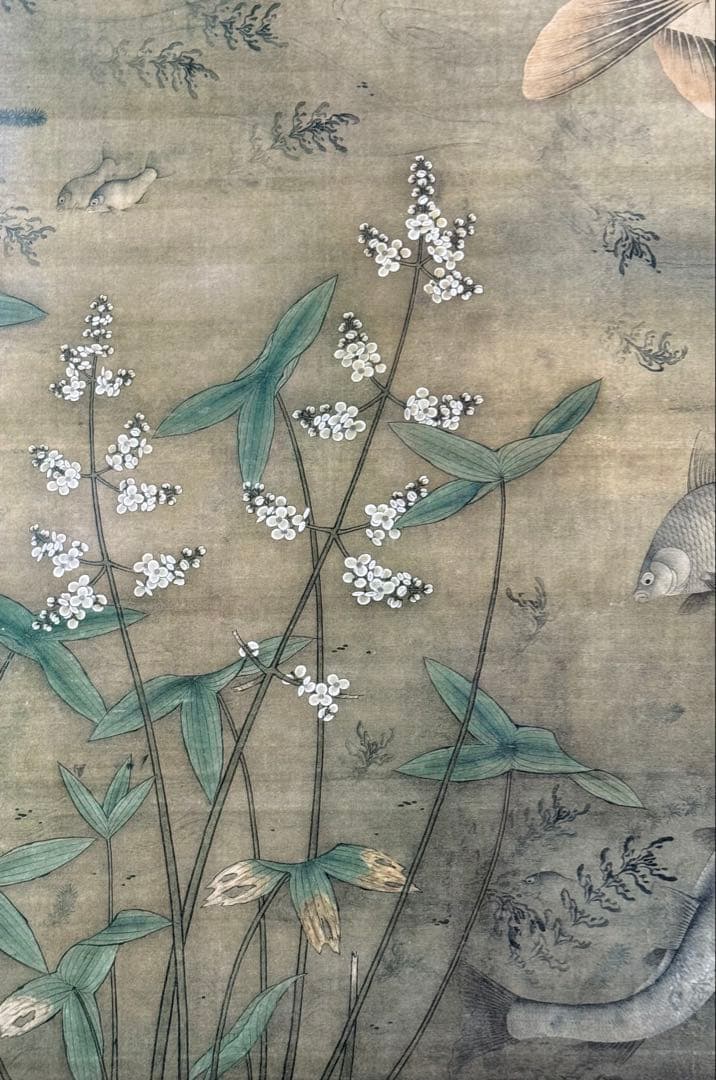 中国　明時代　繆輔　魚藻圖　絹本　原色複製　◇検故宮博物館◇ 一鼎軒0926