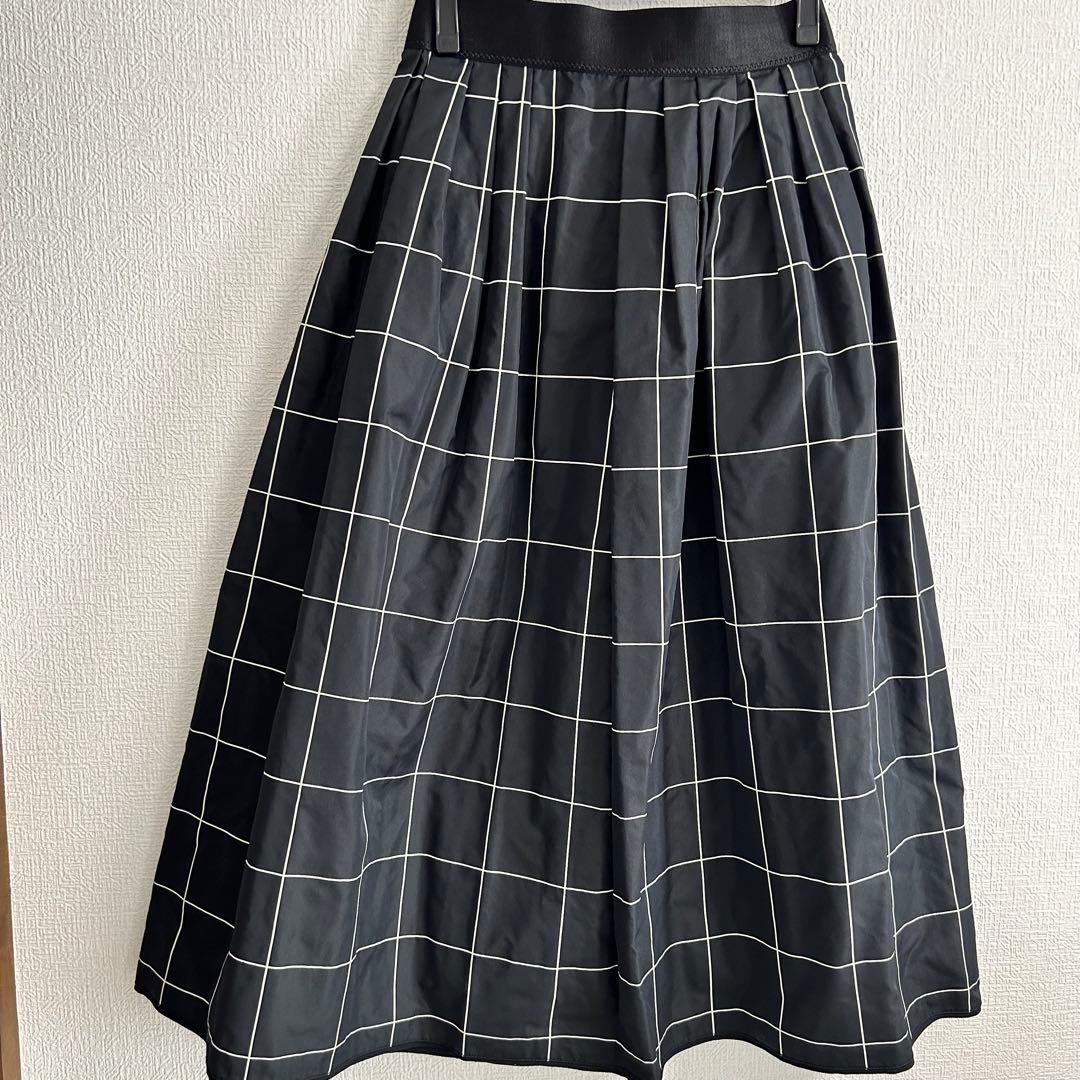 【LANVIN】グラフチェック柄ロングフレアスカート