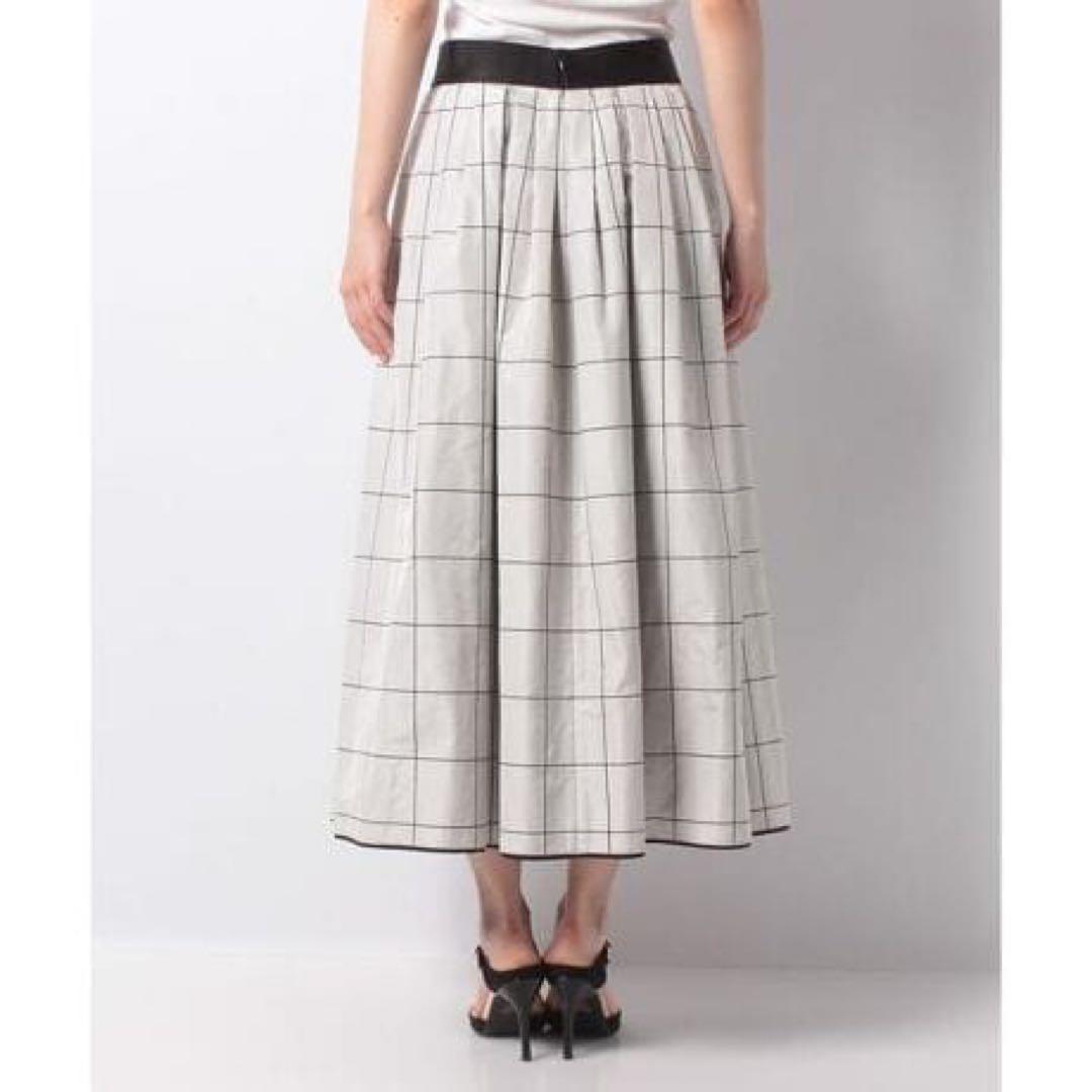 【LANVIN】グラフチェック柄ロングフレアスカート