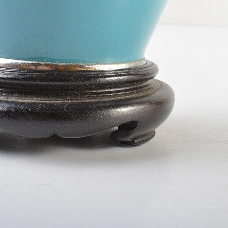 七宝焼　花文　花瓶　唐木台付　時代箱　C　R6204