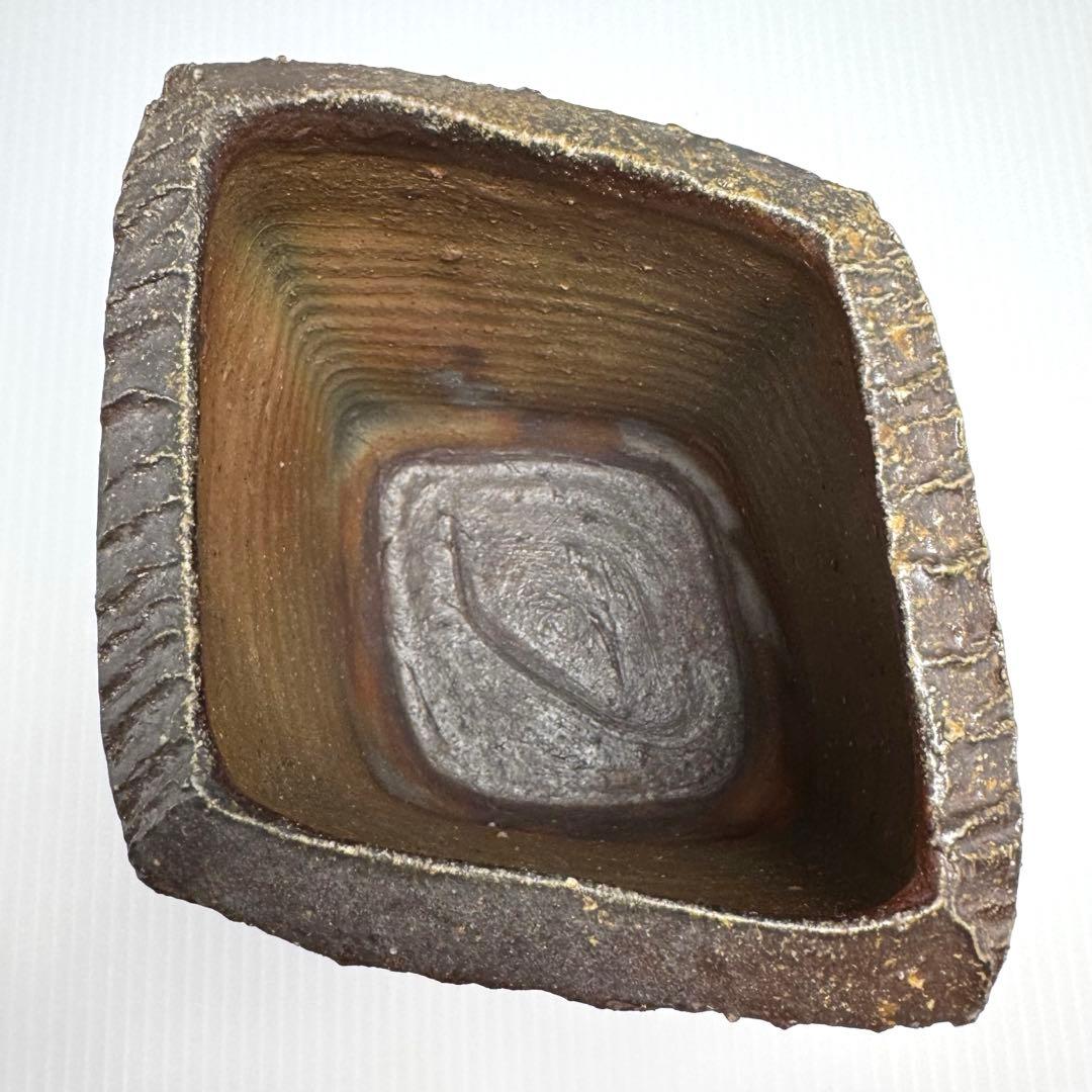 未使用 備前焼 山下譲治 持ち手付き 花入 花瓶 花生 壺 伝統工芸 美術品