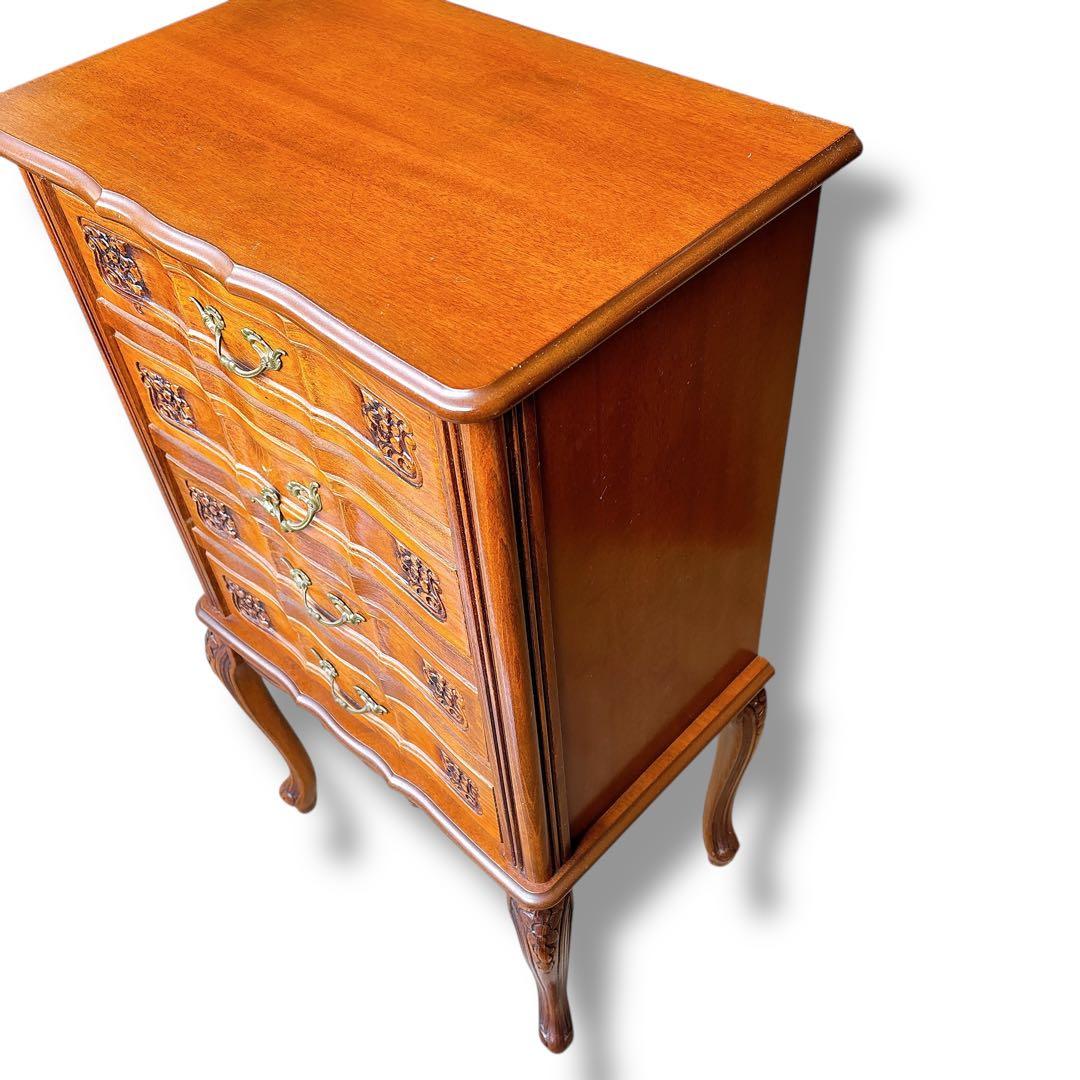 アンティーク 猫脚 電話台 木製 彫刻 チェスト ブラウン