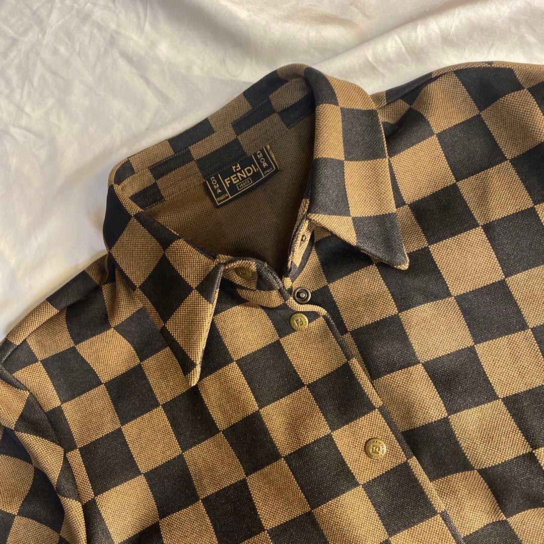 FENDI チェック柄 長袖 レディースシャツ　中古